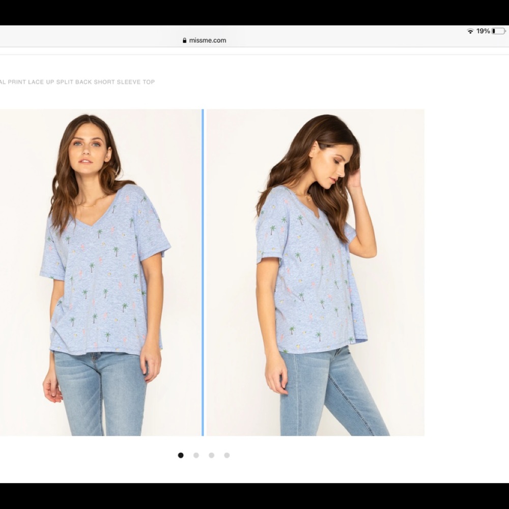 NWT Miss Me Lt Blue Lace Back Tee in L